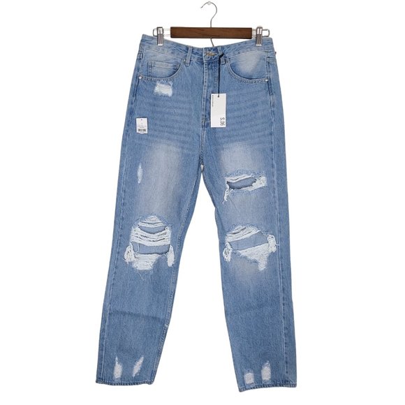 Refuge Denim 90s Light Wash Distressed Jeans - Picture 1 of 6